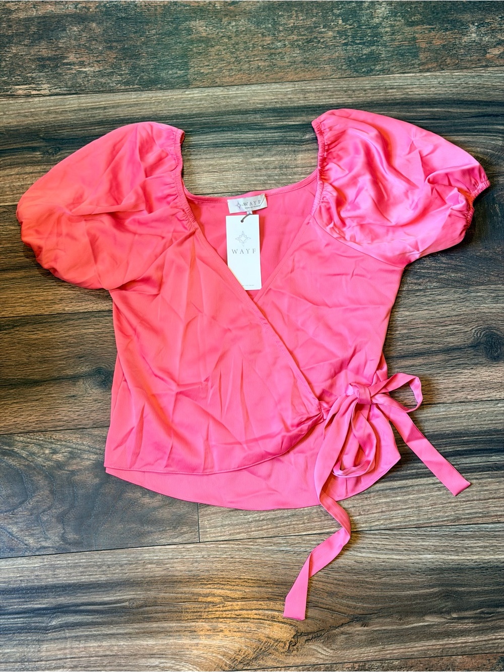 WAYF Faux Wrap Top size small